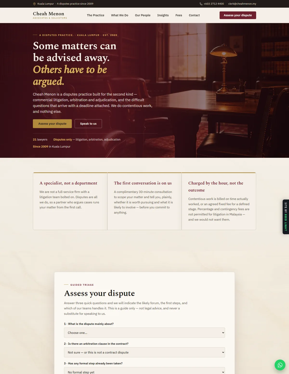 Cheah Menon demo website homepage
