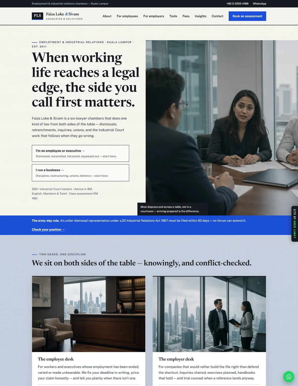 Faiza Loke & Sivam demo website homepage