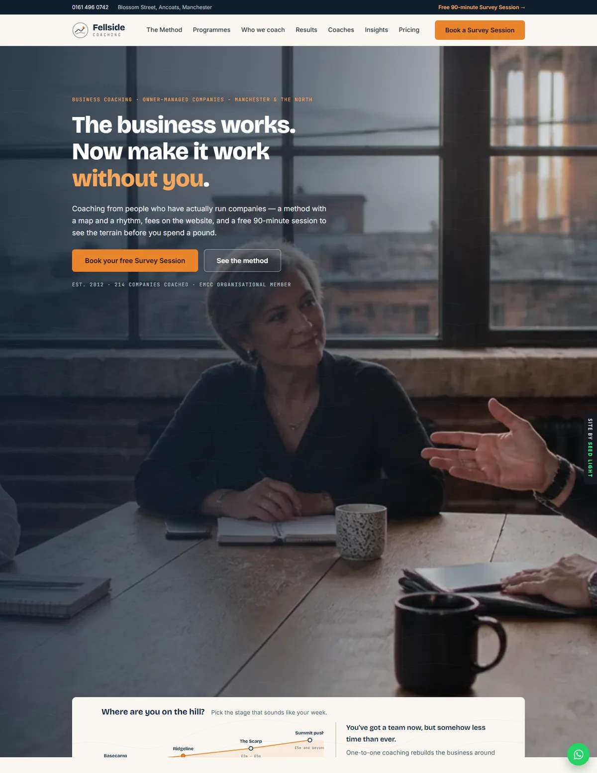 Fellside Coaching website homepage design, Business Coaching