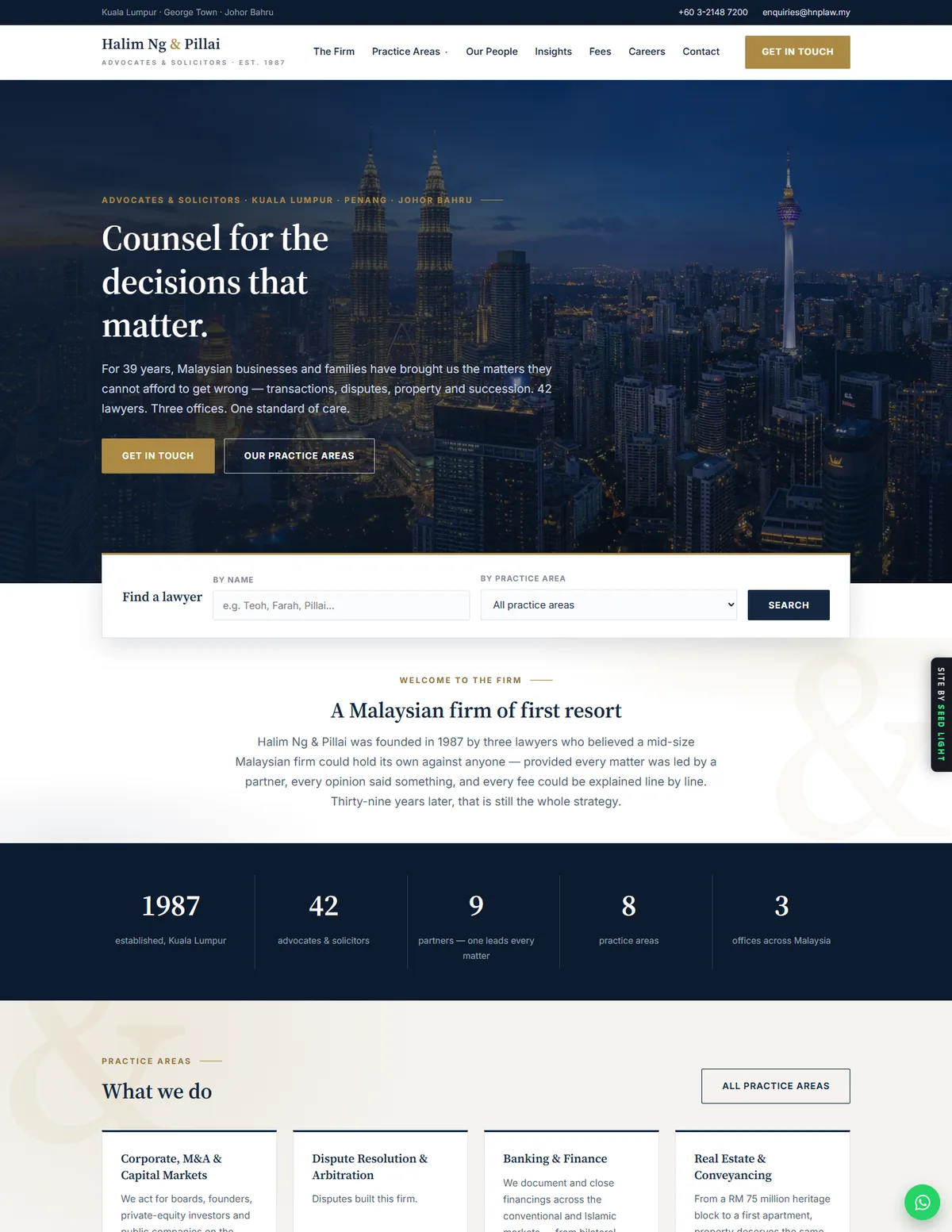 Halim Ng & Pillai website homepage design, Legal