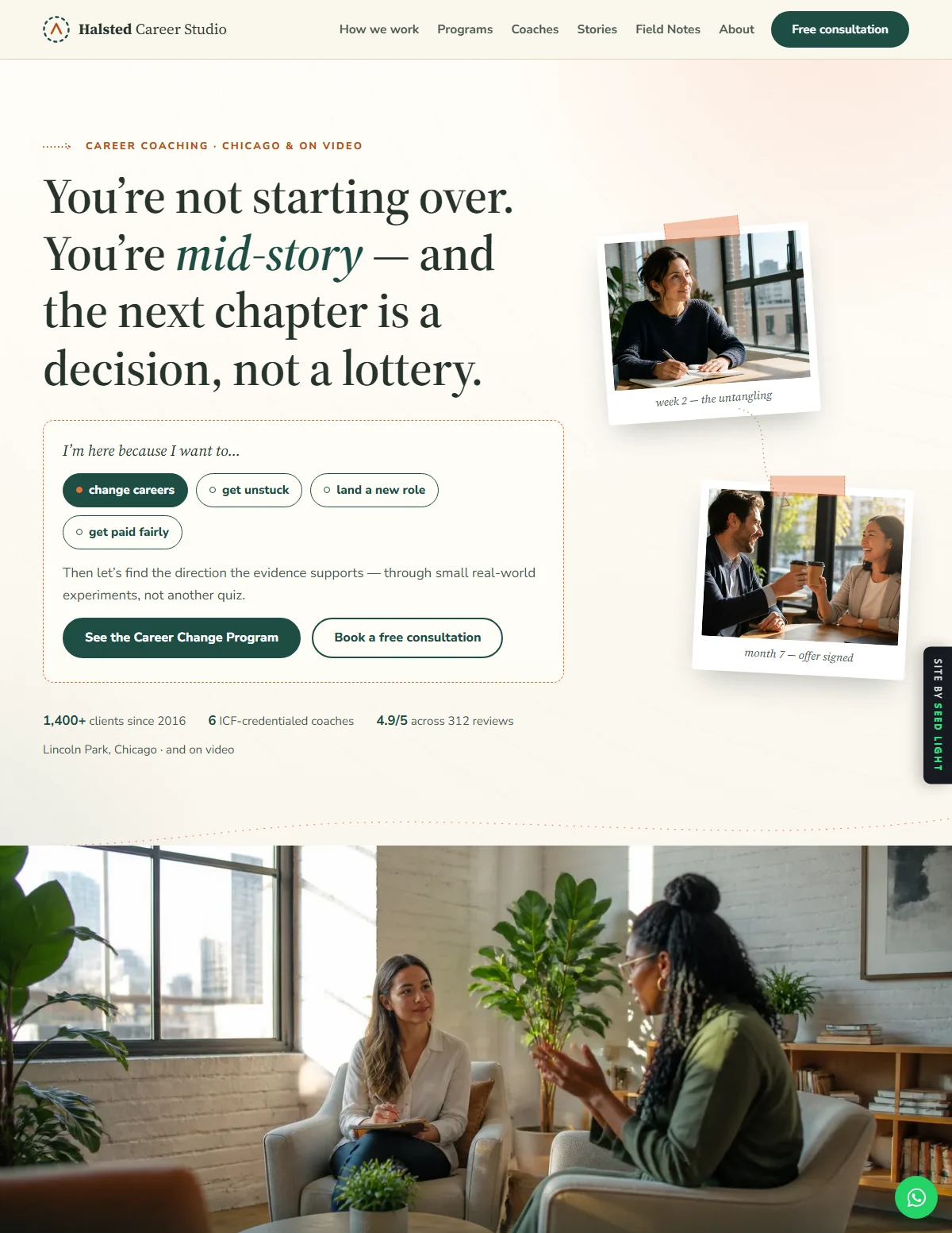Halsted Career Studio demo website homepage