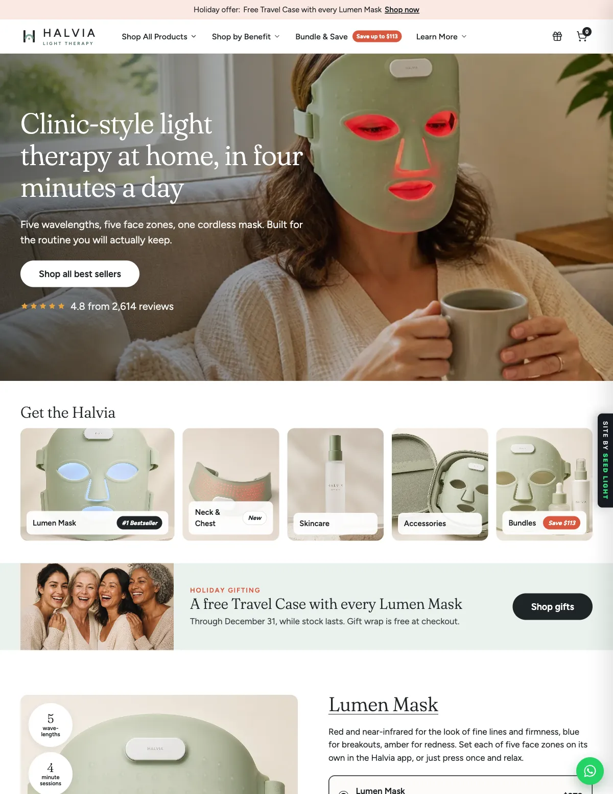 Halvia website homepage design, Skincare