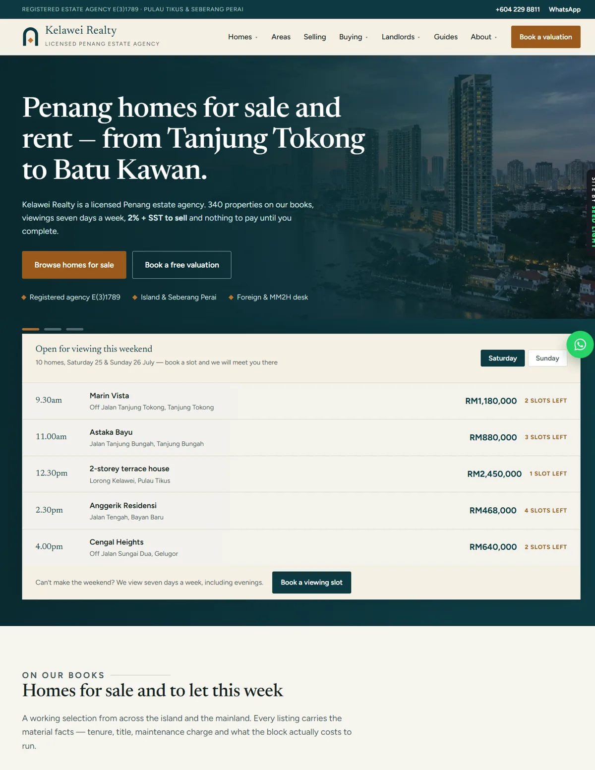Kelawei Realty website homepage design, Real Estate