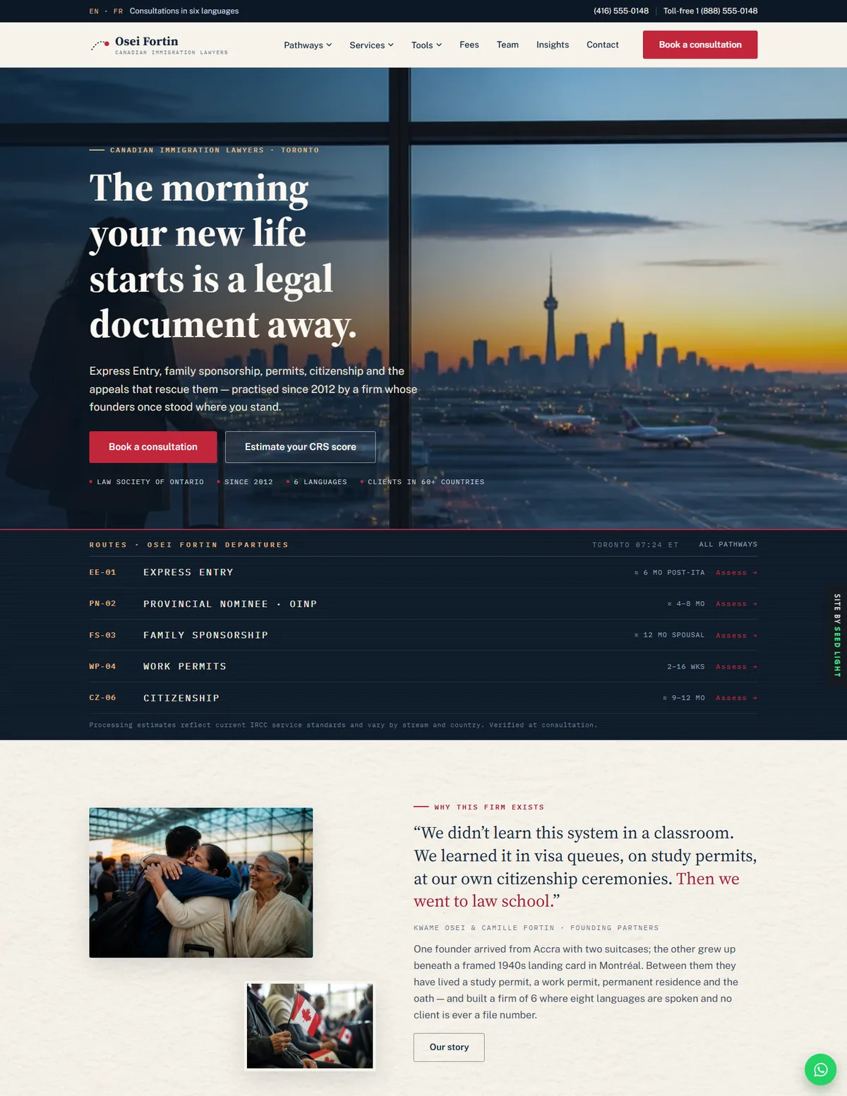 Osei Fortin LLP demo website homepage