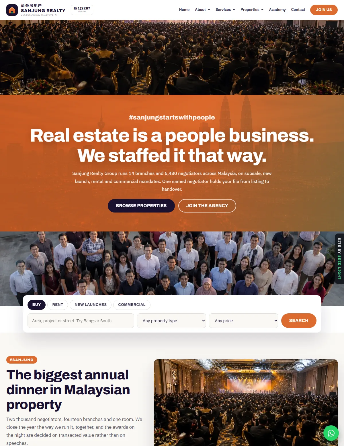 Sanjung Realty Group website homepage design, Real Estate