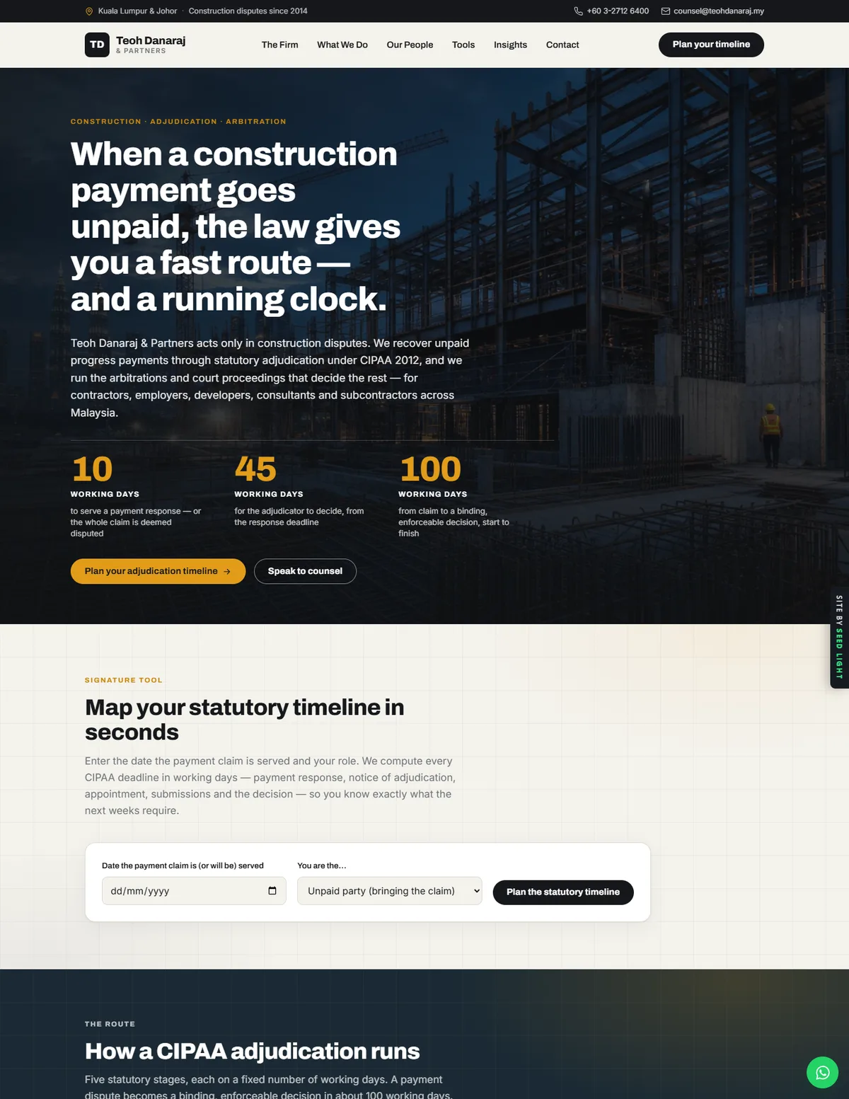 Teoh Danaraj & Partners demo website homepage