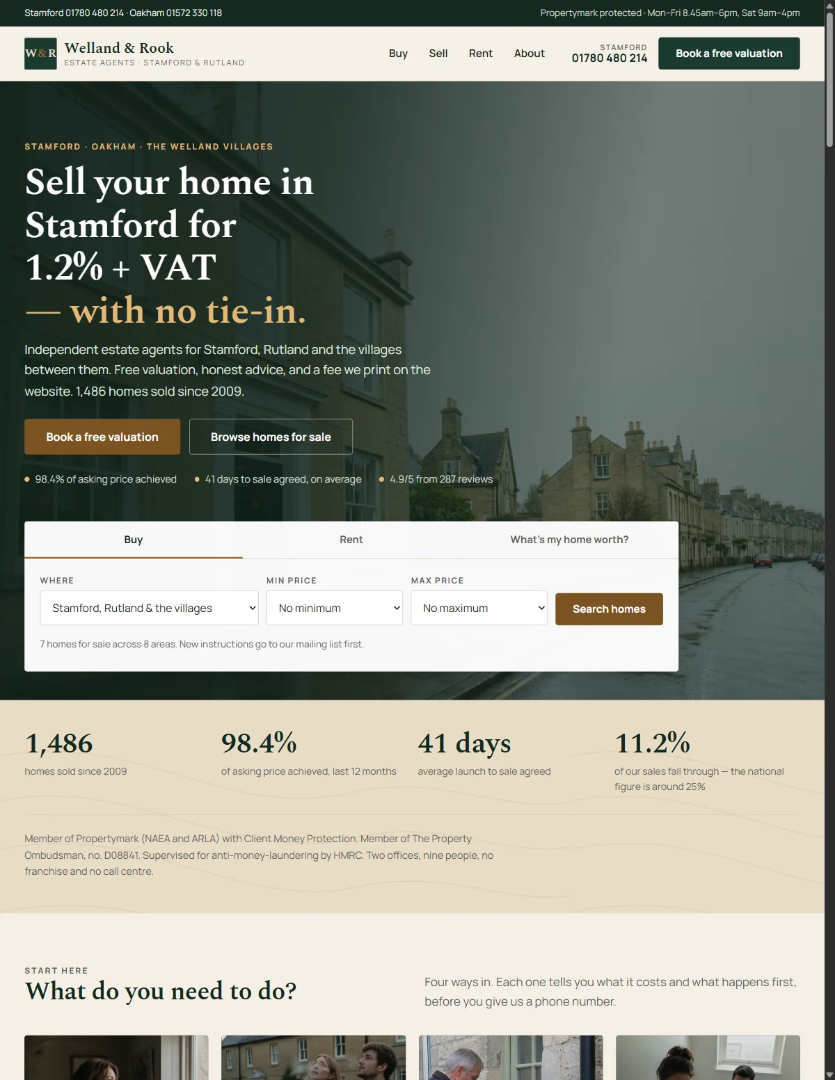 Welland & Rook website homepage design, Real Estate