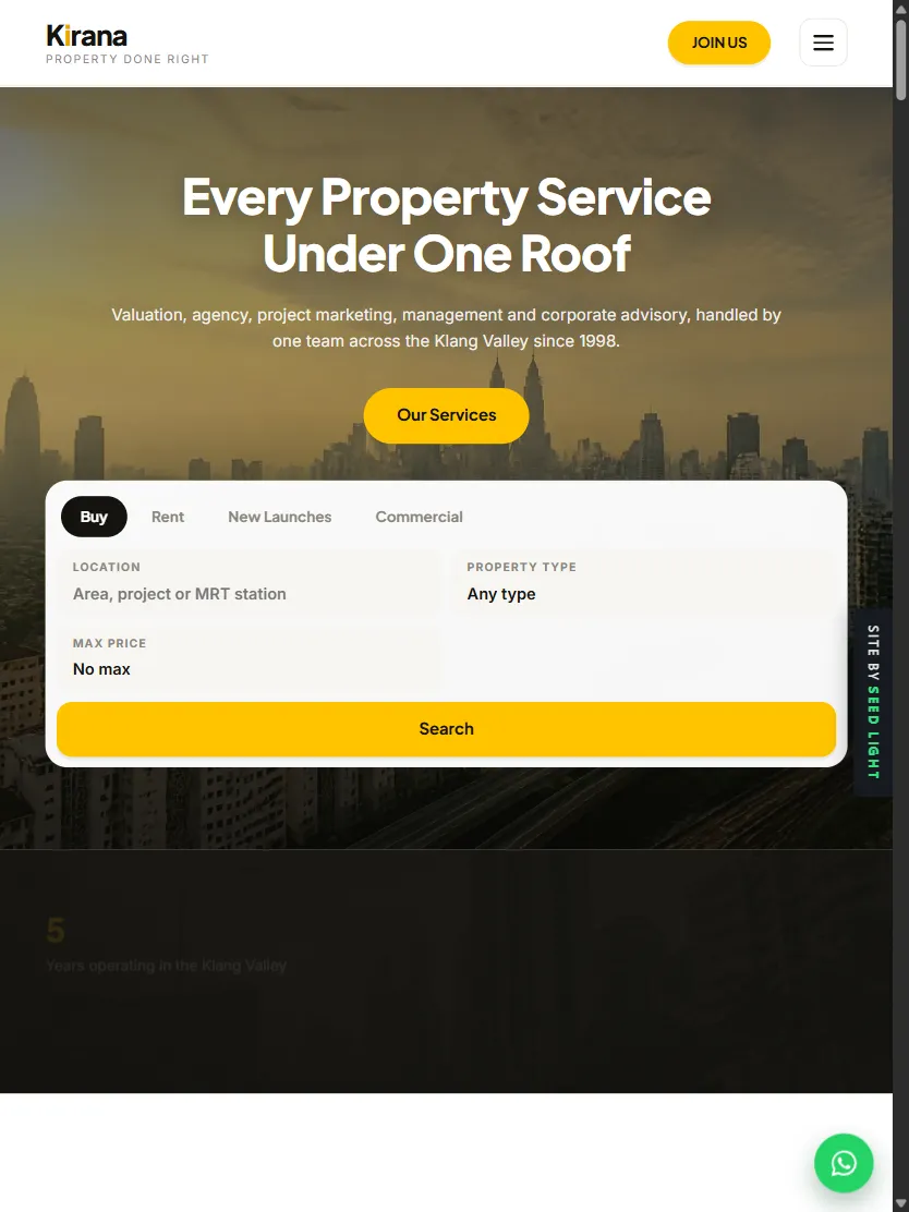 Kirana Real Estate Group demo website on a tablet