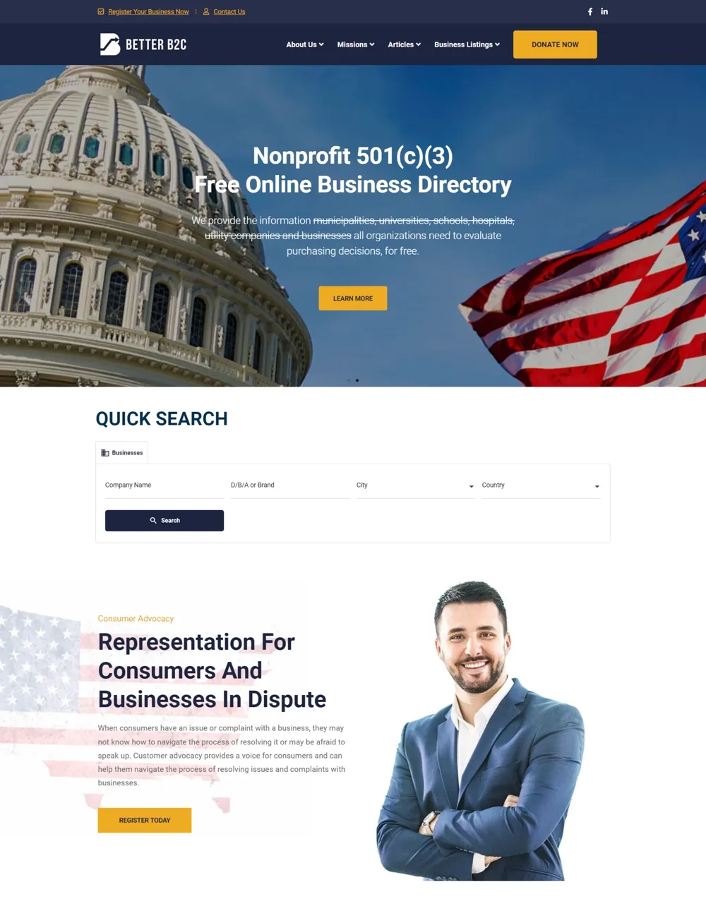 Better B2C website homepage design, Business Websites