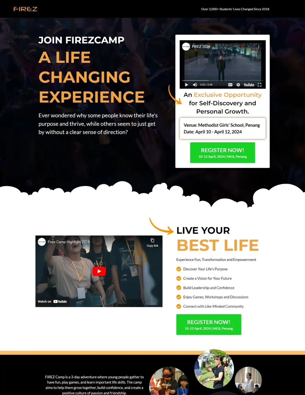 FirezCamp '24 website homepage design, Landing Pages