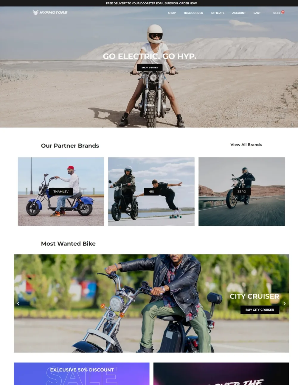 HypMotors website homepage design, E-Commerce Stores