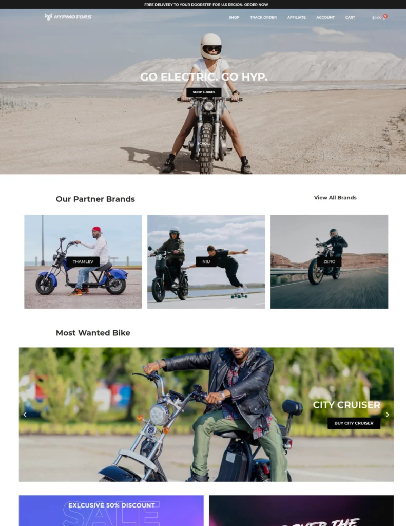 HypMotors website homepage design, Case study, E-Commerce Stores