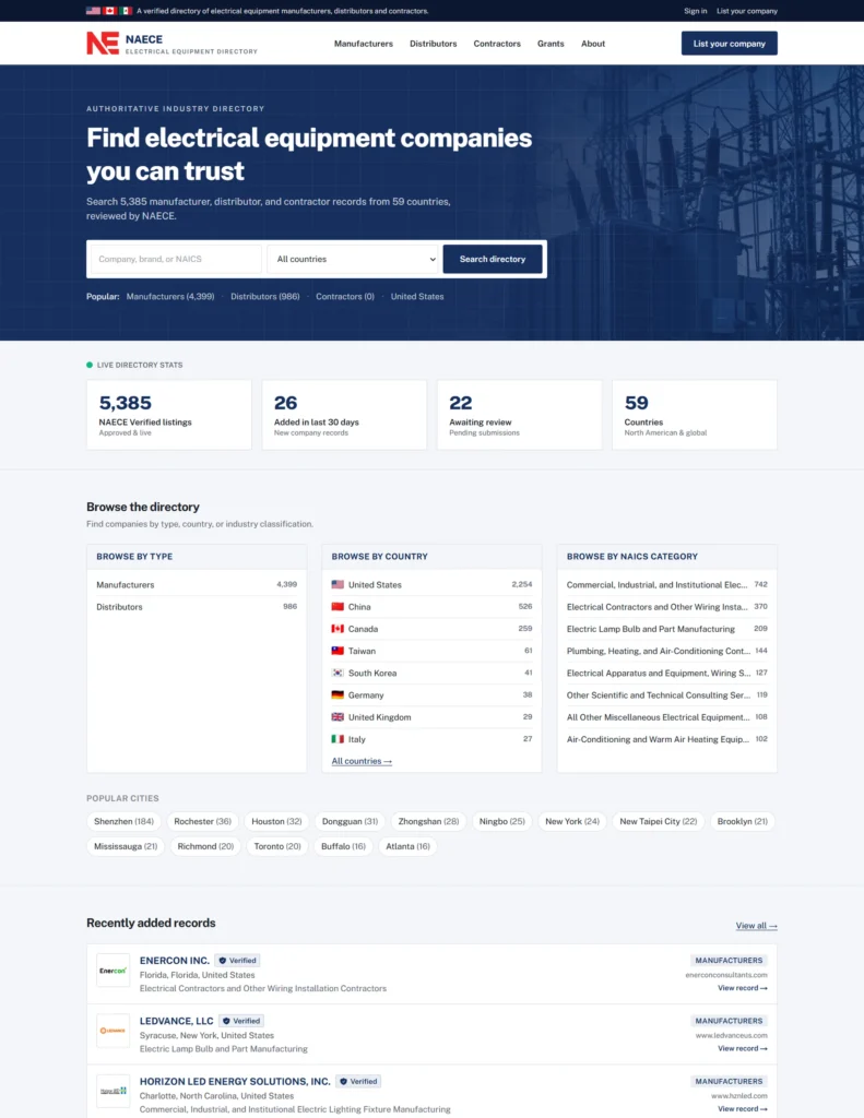 NAECE website homepage design, Case study, Business Websites